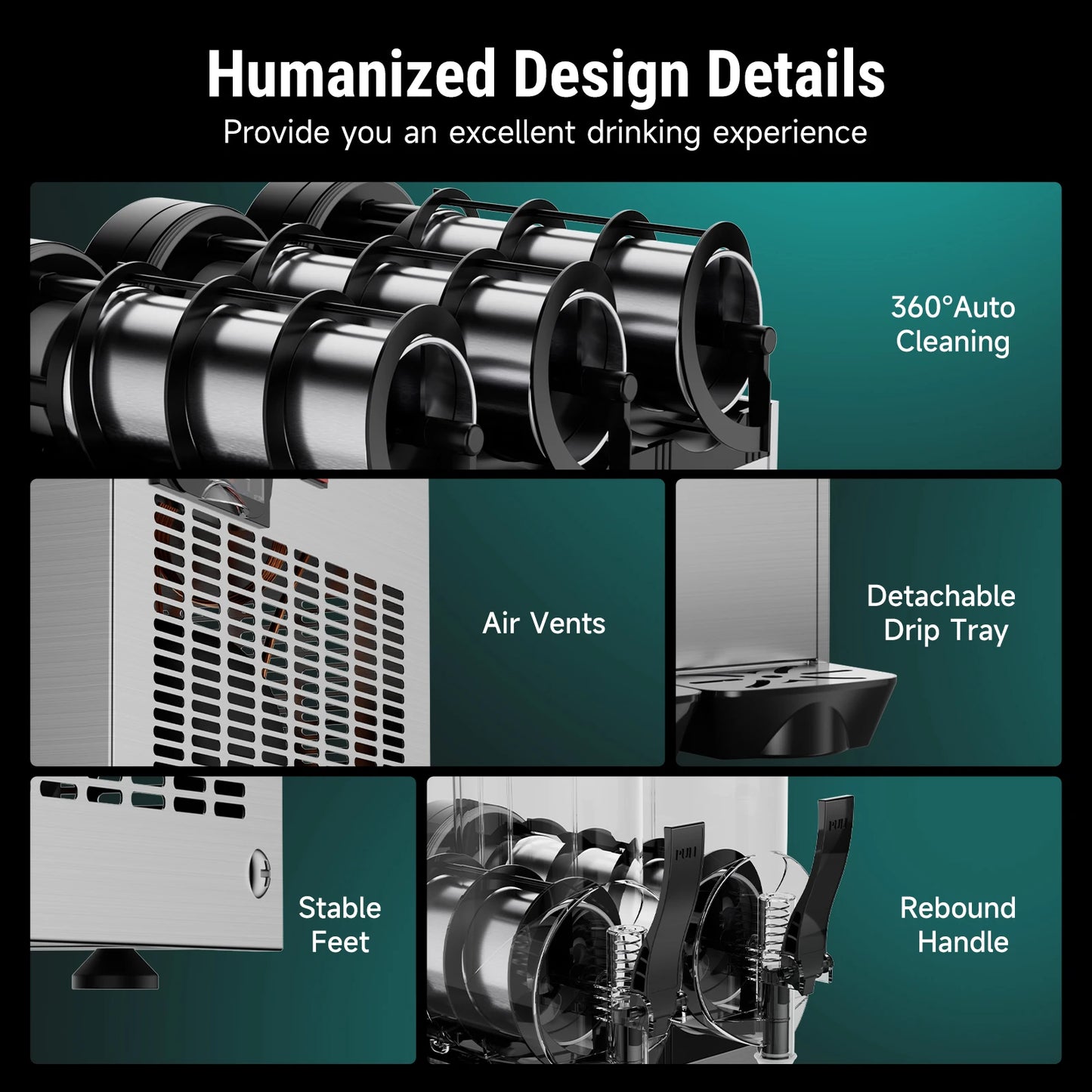 Commercial Slushy Machine for Frozen Drinks 45L 1300W 110V Large Slushie Maker Margarita Machine Electric Icey Smoothie Machine