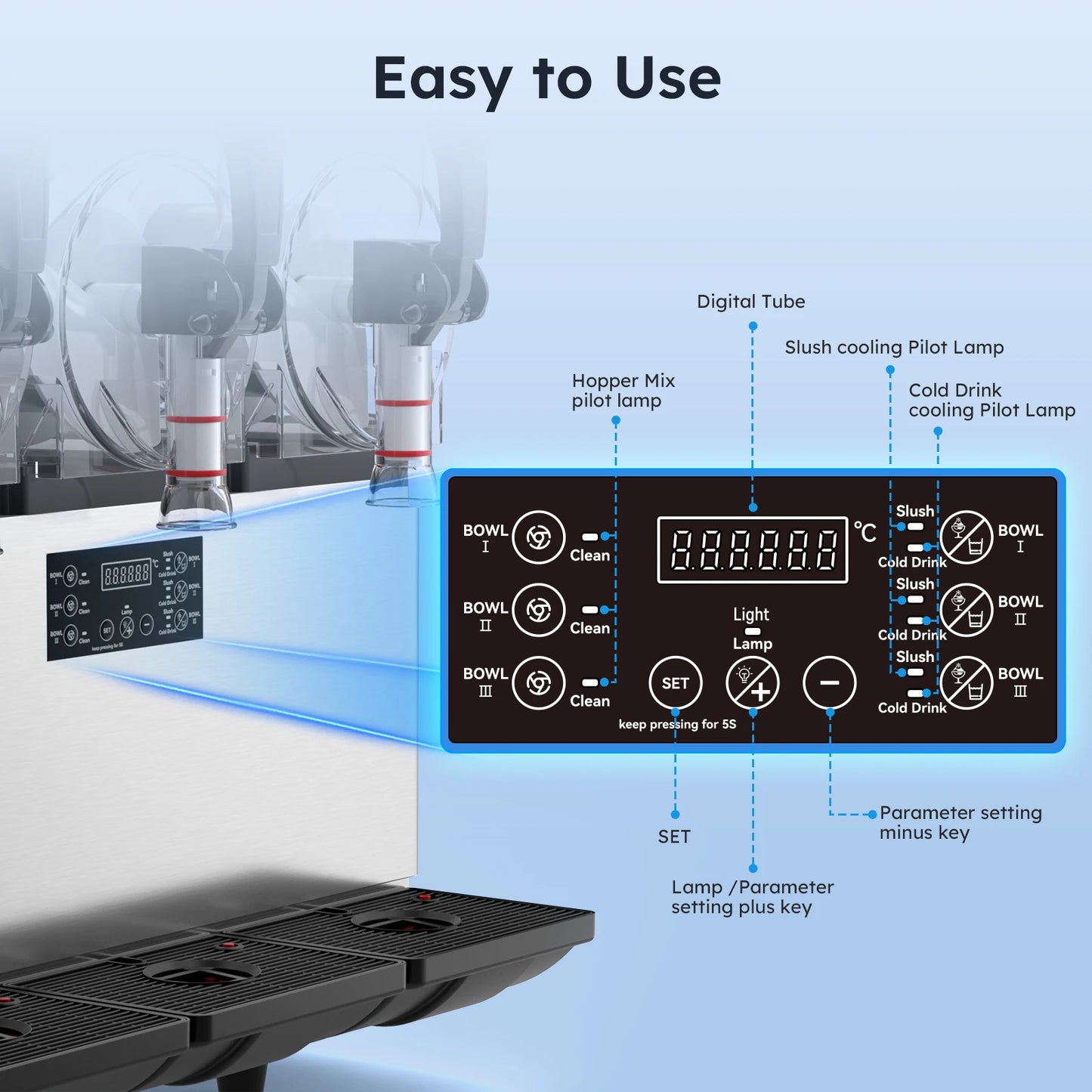 45L Commercial Slushy Machine for Home Use with Automatic Cleaning Frozen Drink Maker for Cocktails and Margaritas