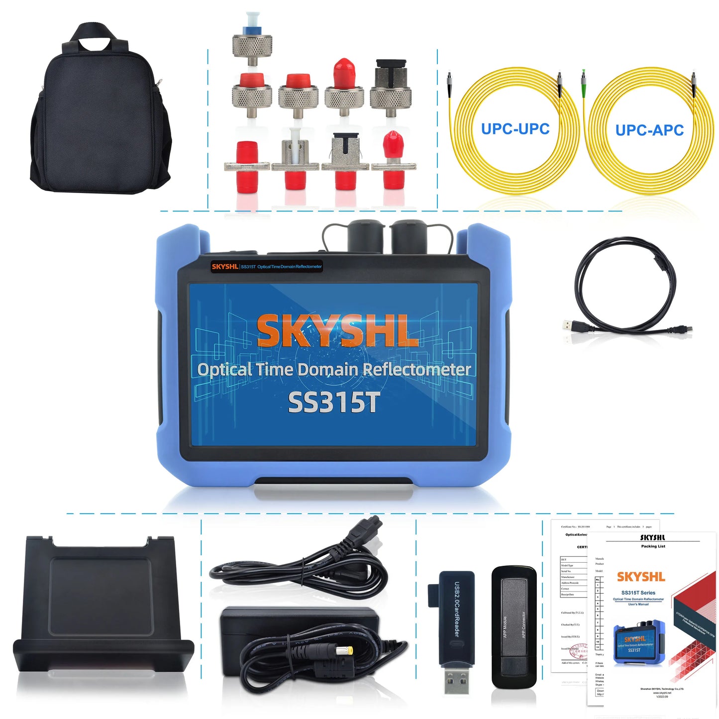 SKYSHL 1310nm/35dB+1550nm/33dB SM Fiber OTDR Tester Build in OPM+OLS+VFL+Event Map Compatible with SC+FC+ST+LC/UPC&APC Connector