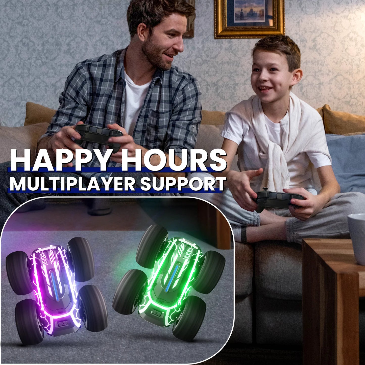 Remote Control Car for Age 4-7, 2.4GHz Rc Stunt Car for Kids, 360°Rotating Double Sided RC Car with Lights, Car Toy for Boy Girl