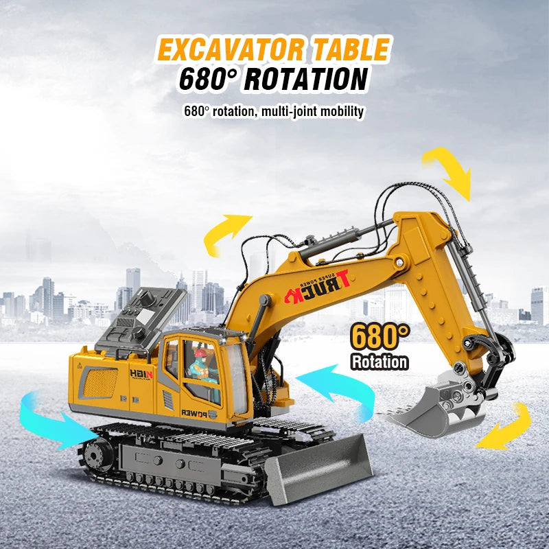RC Excavator 17CH Remote Control Truck 2.4G RC Crawler Engineering Vehicle Excavator Truck Radio Control Construction Car Gifts