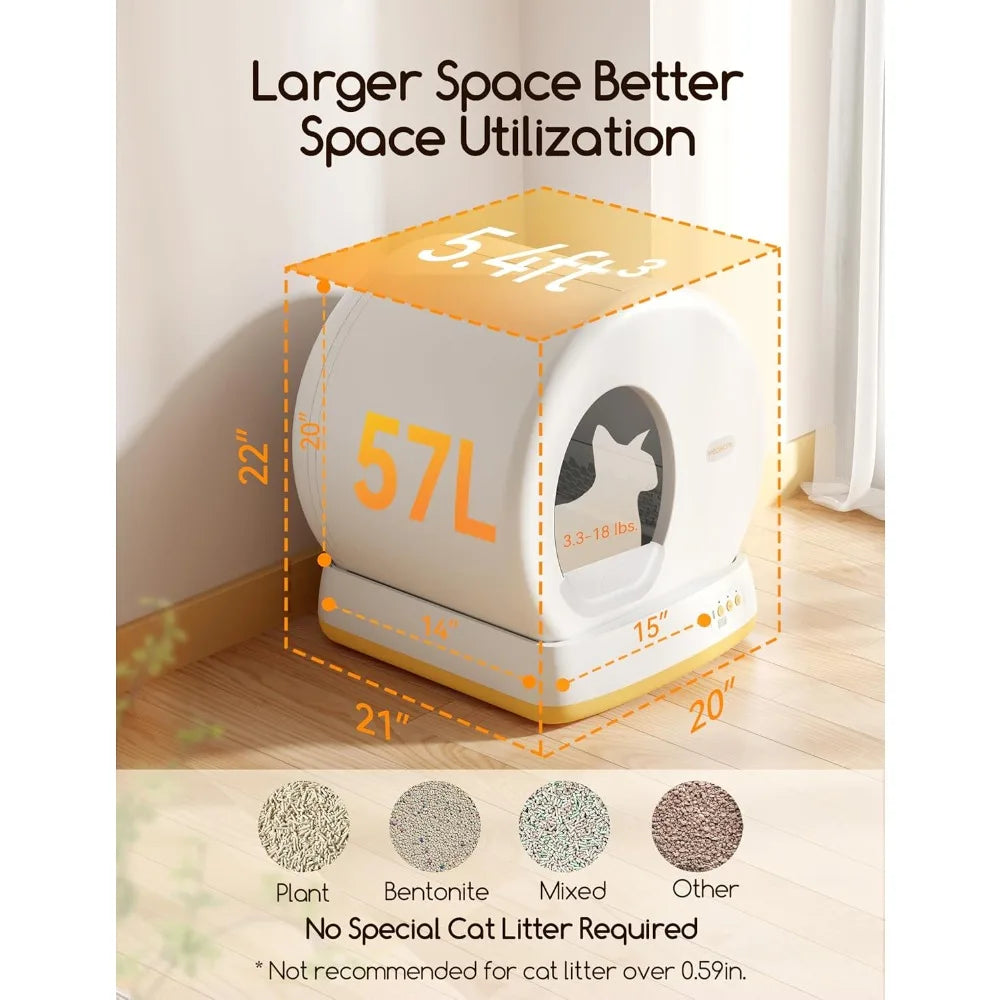 Self-Cleaning Cat Litter Box, Advanced Safety System Automatic Cat Litter Box Perfect for Multi Cats,