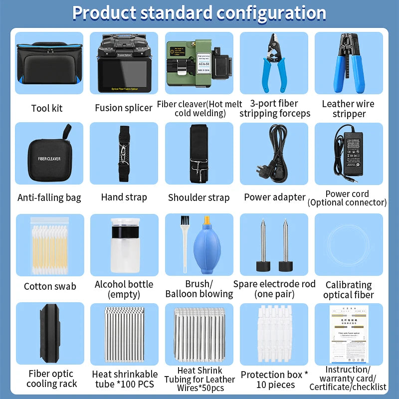 COMPTYCO FS-60E Optical Fiber Fusion Splicer SM MM 10 Languages Touch Screen Fiber Optic Core Welding Machine Built in VFL OPM