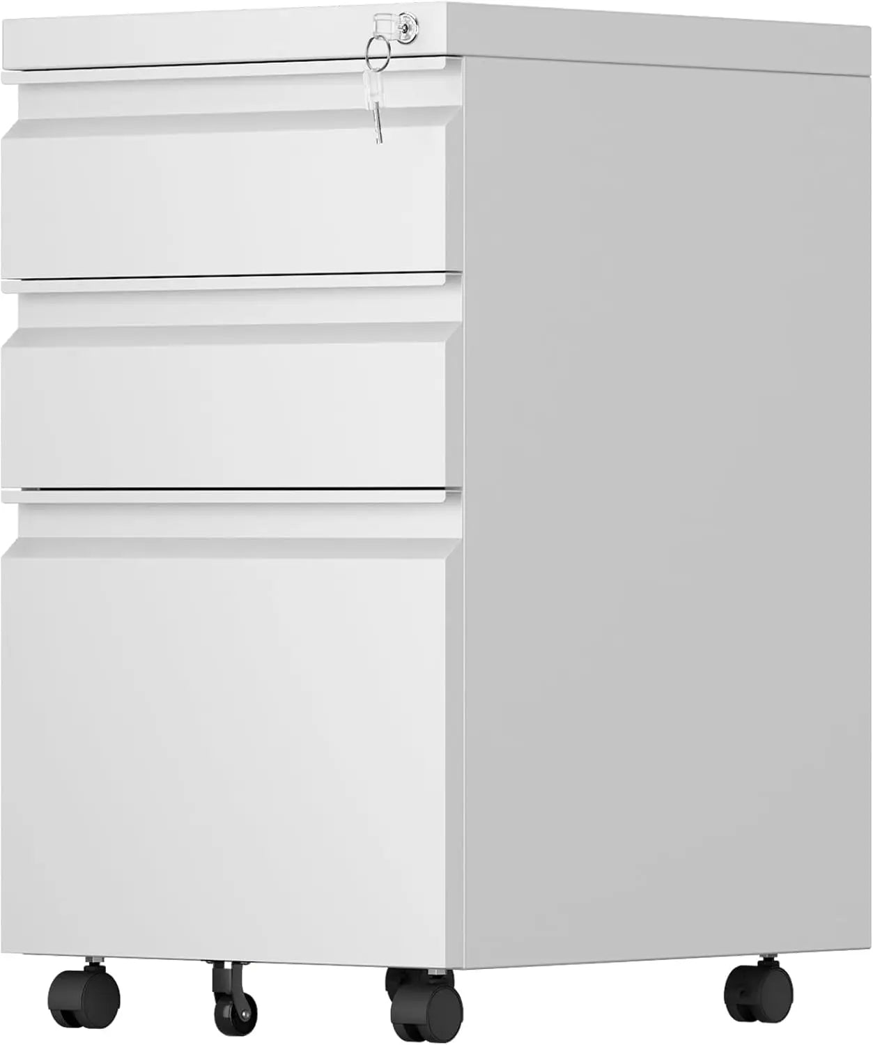 AOBABO 3 Drawer Mobile File Cabinet with Lock, Under Desk Metal Filing Cabinet for Office,Home,A4/Legal/Letter Size