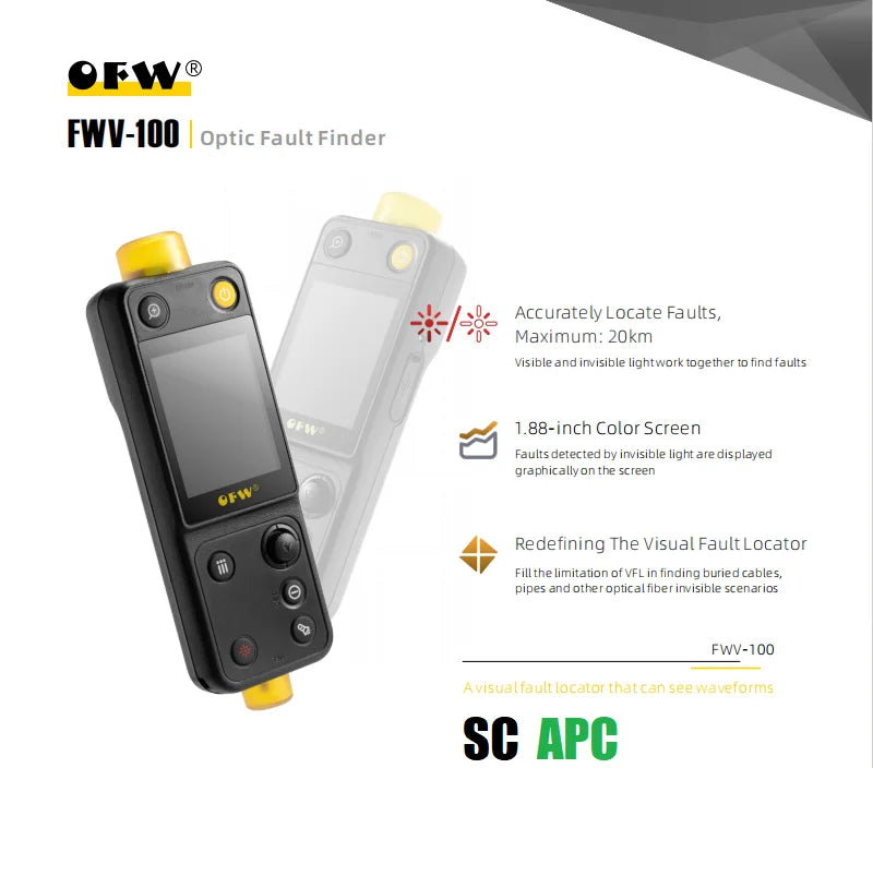 Ofw Optic Fault Finder 20KM Handled Optical Time-Domain Reflectometer 10mw VFL Fiber Ranger FTTB FTTH Breakpoint Tester Meter