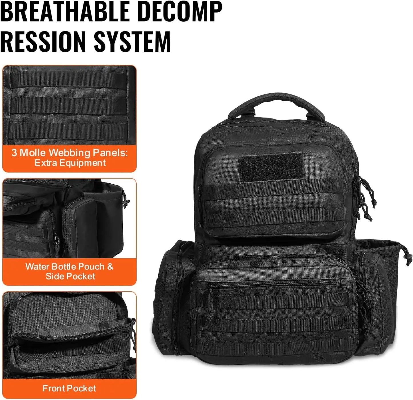 Tactical Range Backpack for 6 Pistols, Gun Backpack with 6 Independent Pistol Bags & 10 Magazines, Pistol Backpack for Outdoor