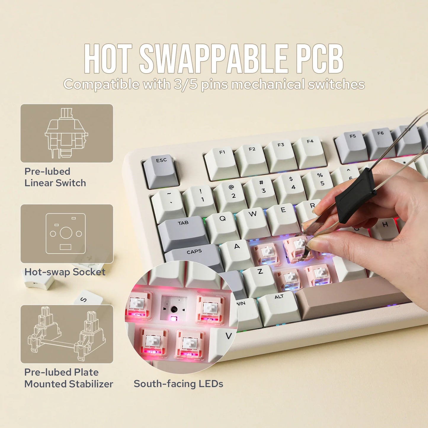 EPOMAKER Galaxy 70 75% + Knob Configuration Gasket-Mounted Wired/BT/2.4GHz Wireless Aluminum NKRO Mechanical Gaming Keyboard