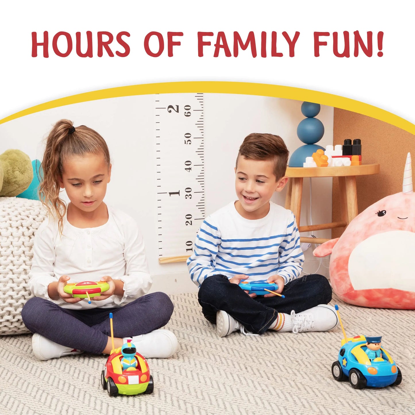 KBDFA 2-Piece Cartoon Remote-ontrolled Police Car And Racing Radio Controlled Toy Gift For Children And Boys With Girls