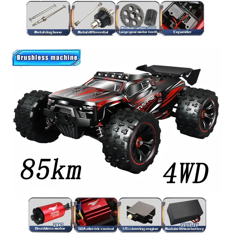 1:14 85KM/H or 50KM/H 4WD RC Car with LED Remote Control Cars High Speed Drift Monster 4x4 Truck for Kids Vs Wltoys 144001 Toys