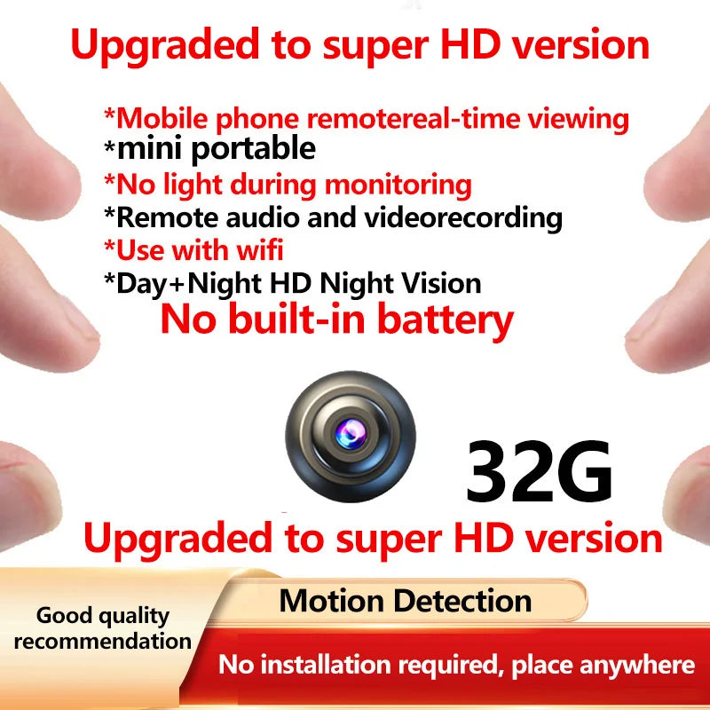 Q Brand Ultra-High Definition Small Camera Wireless Monitor Home Wifi Remote Mobile Phone 360-Degree Panoramic Mini Photography Indoor Home Connected Plug-In-Free Cat Eye Non-Micro Non-Invisible Non-Hidden