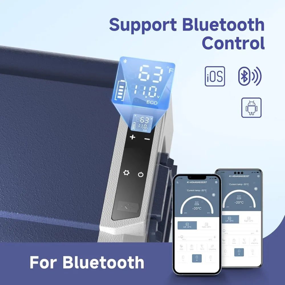 COOLER 12 Volt Car Refrigerator,64 Quart Portable Car Freezer Fridge Bluetooth Control,(60L) -4℉-68℉ Electric Cooler 12/24V DC a