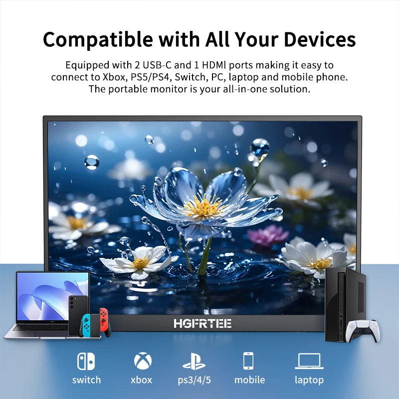 HGFRTEE portable monitor 10.5inch FHD IPS screen second external monitor suitable for laptop/PC/Mac/Xbox/PS4/5