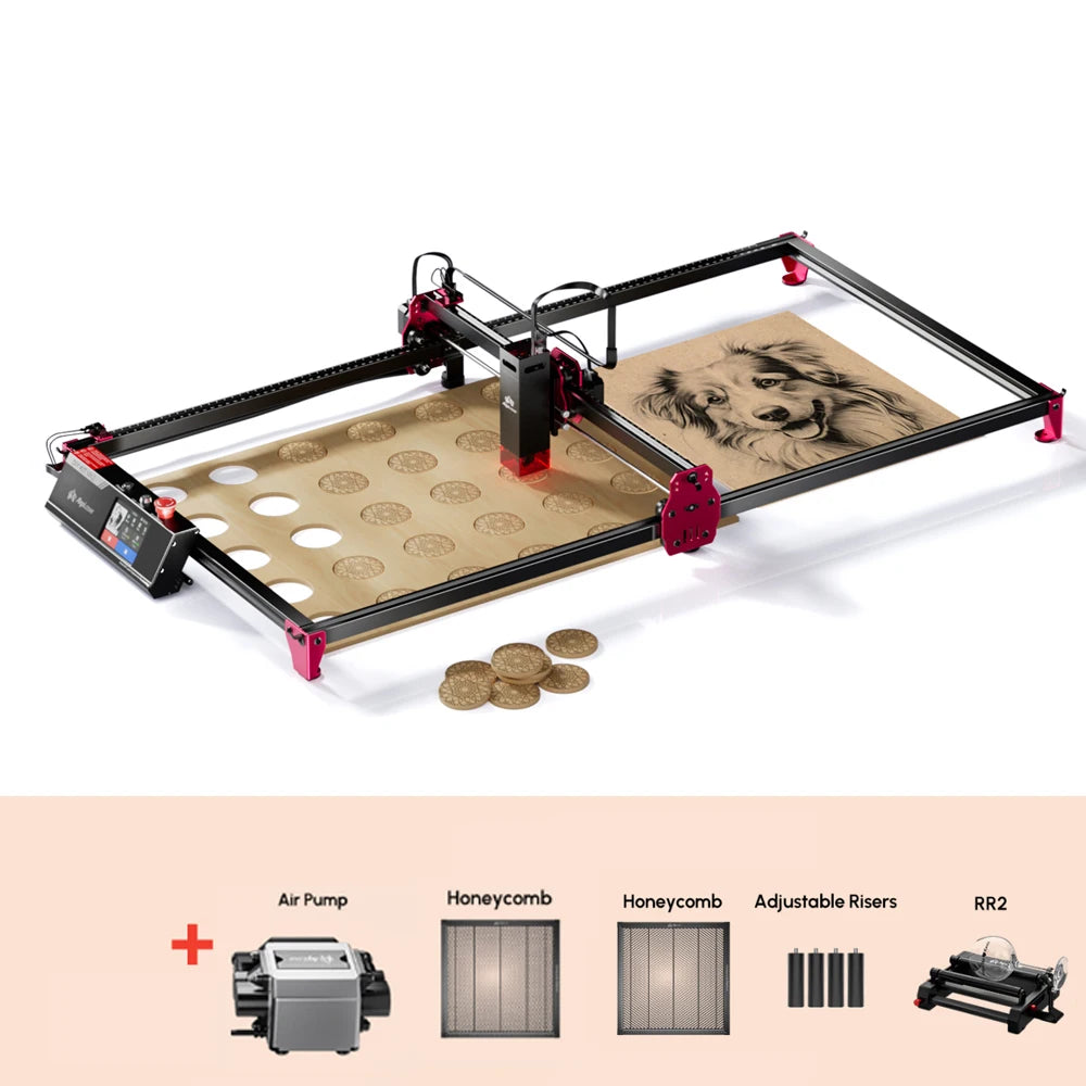 AlgoLaser DIY KIT MK2 10W Laser Engraver with Air Assist Nozzle High Accuracy Laser Engraving Cutting Machine for DIY Wood Logo