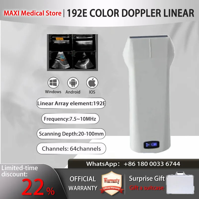 Portable Wireless Ultrasound Probe scanner machine WIFI ultrasound scanner Machine support iOS Android Windows free suitcase