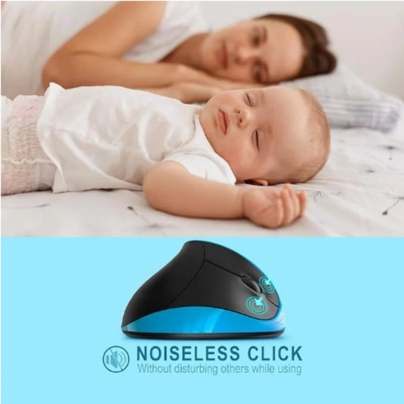 Ergonomic Mouse Wireless Vertical Mouse with 6 Buttons for Laptop Desktop MacBook Small Mouse (Blue Right Handed)