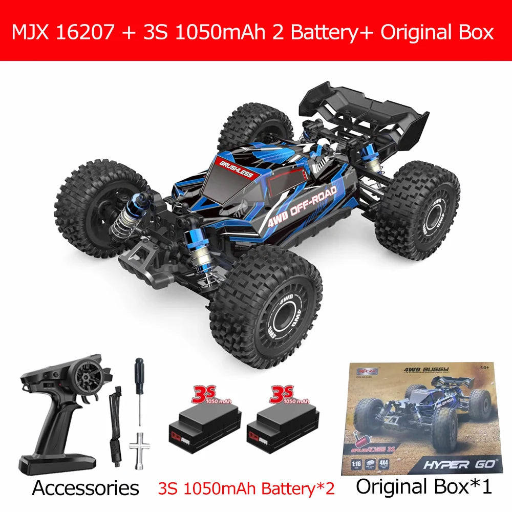 HYPER GO MJX 16207 1/16 RC Car Brushless 2.4G 4WD Racing Car Brushless 70KM/h Off-Road Remote Control RC Truck Hobby Toy