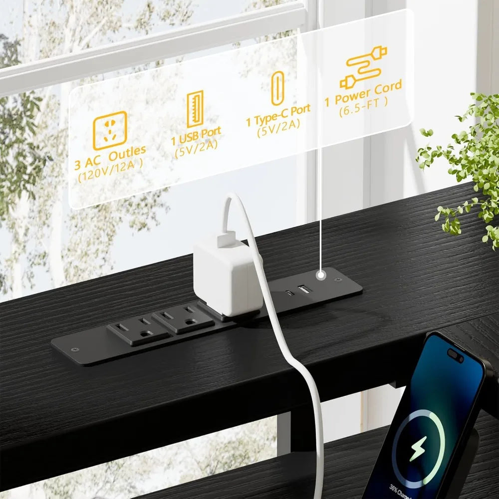 66" L Shaped Gaming Desk with 6 Drawers & Printer Storage Shelves, Reversible Computer Corner Desk with Power Outlets&LED Light