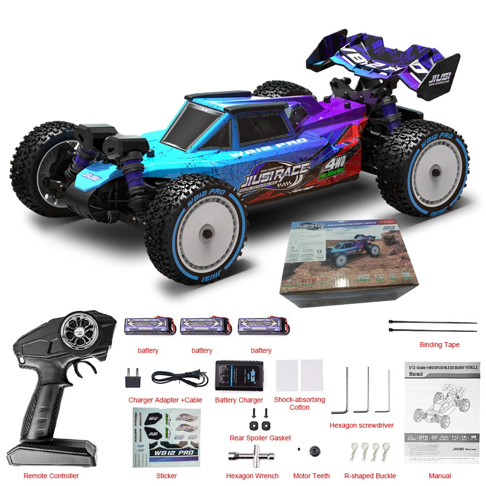 JIUSI WB12 PRO 1/12 RC Car 80KM/H 4WD Racing Car Brushless Remote Control Car Competitive Off-road 4WD RC Car Toys As Gift