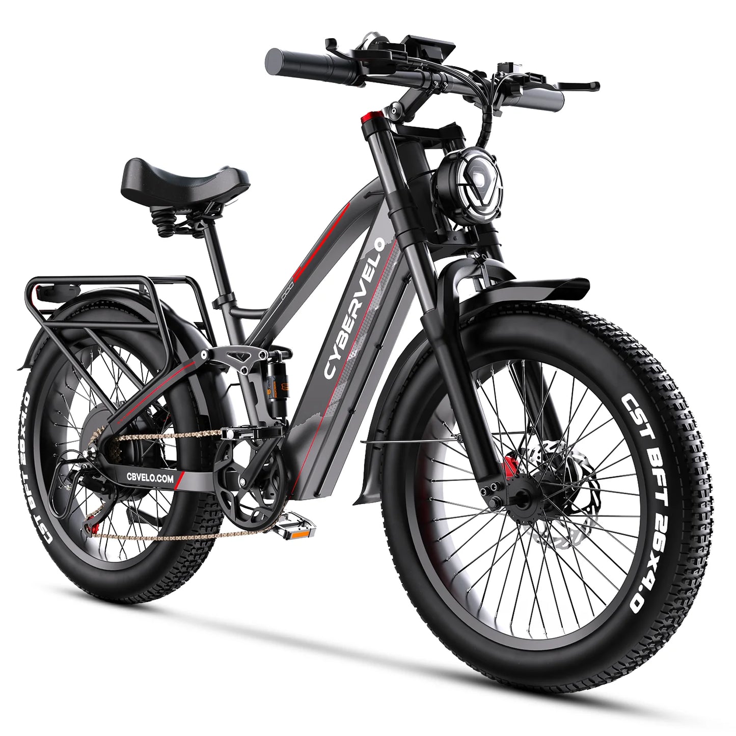 Cybervelo EK9 Strong 26" ebike for Adult,5000W Peak,up 150 Miles 52V 40Ah Battery,26"x4.0 Fat Tire ebike with one year warrenty