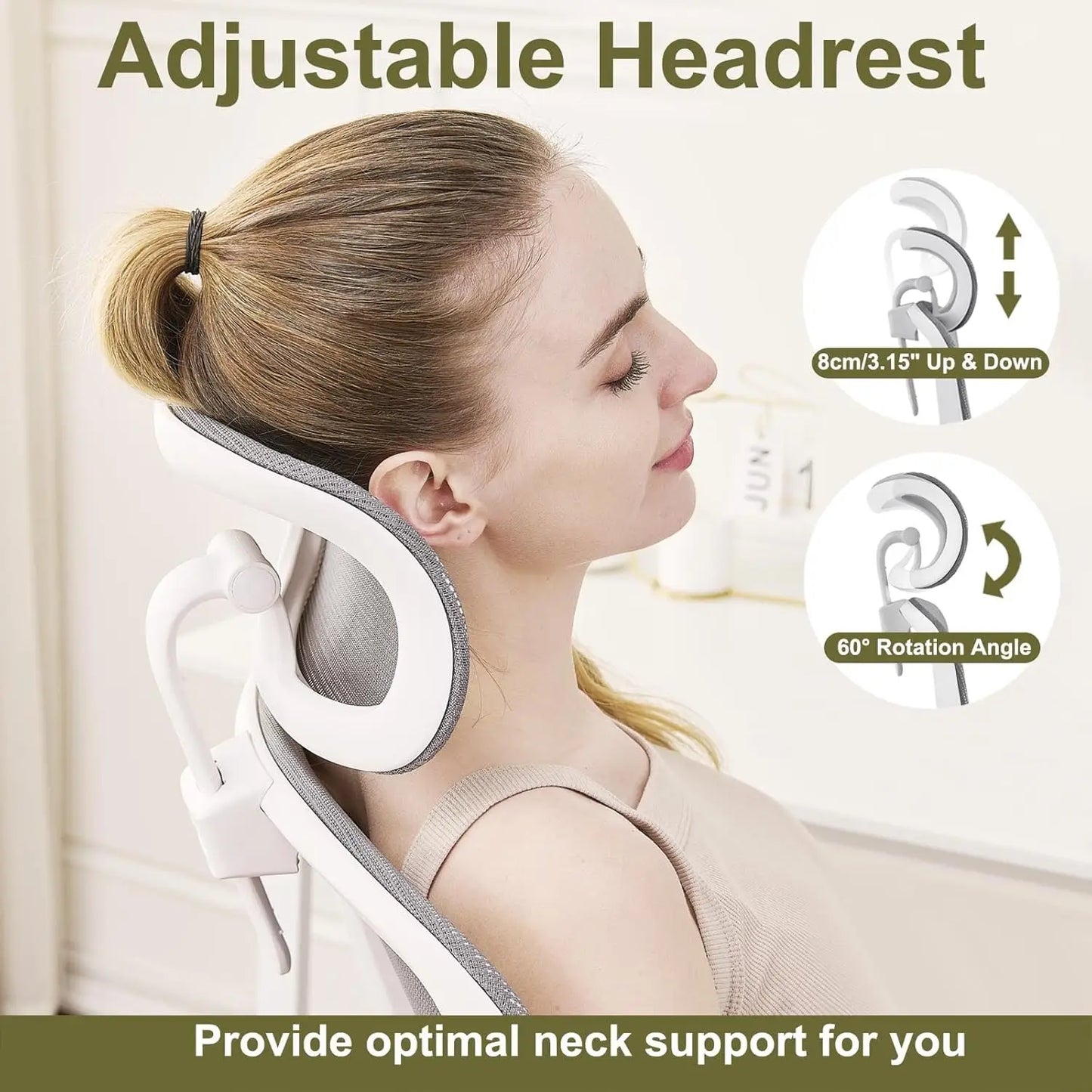 High Back Mesh Desk Chair with Adjustable Lumbar Support, Flip-up Armrest, Removable Headrest, Swivel Computer Gaming Chair