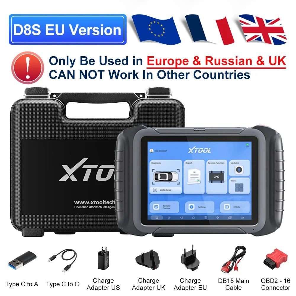 XTOOL D8S Car Diagnostic Tool ECU Coding Bi-directional 42+ Resets Automotive Scanner Key Programming With Topology DOIP FCA