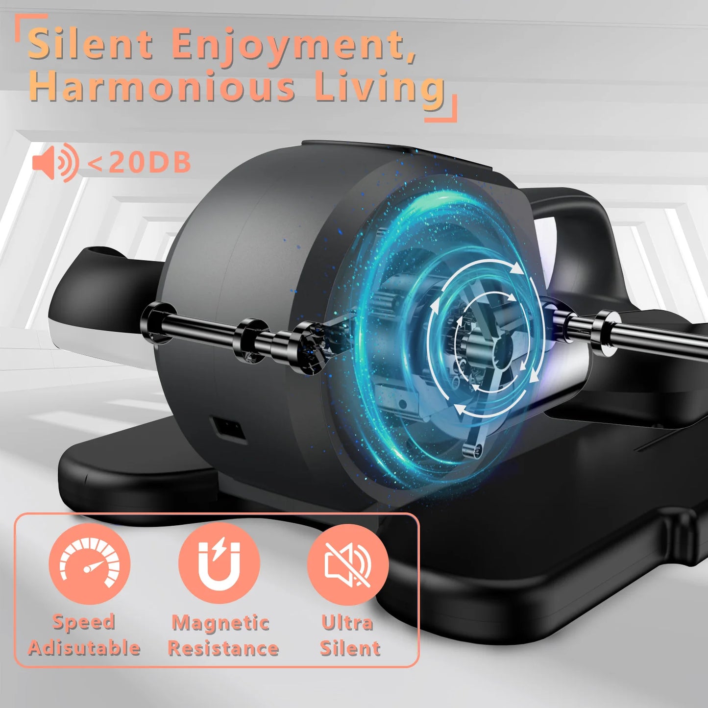 Smart Under Desk Electric Elliptical Leg Exercise Equipment Mini Seated Pedal Exerciser Remote Control LCD Monitor for Seniors