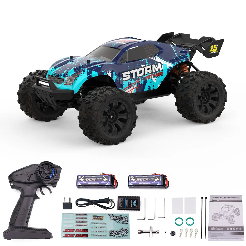 JIUSI MT14R 1/14 RC Racing Car 3S 35C 2200mAh 80km/h Brushless Motor 2.4G Remote Control 4WD Off-road RC Trucks Toys