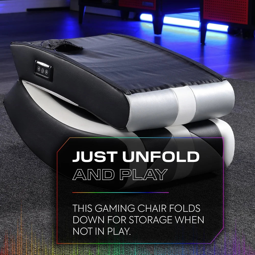 RGB Lighting Floor Rocker Gaming Chair Ergonomic Design Comfortable PU Leather Video Game Chair Hassle-Free Setup Kids