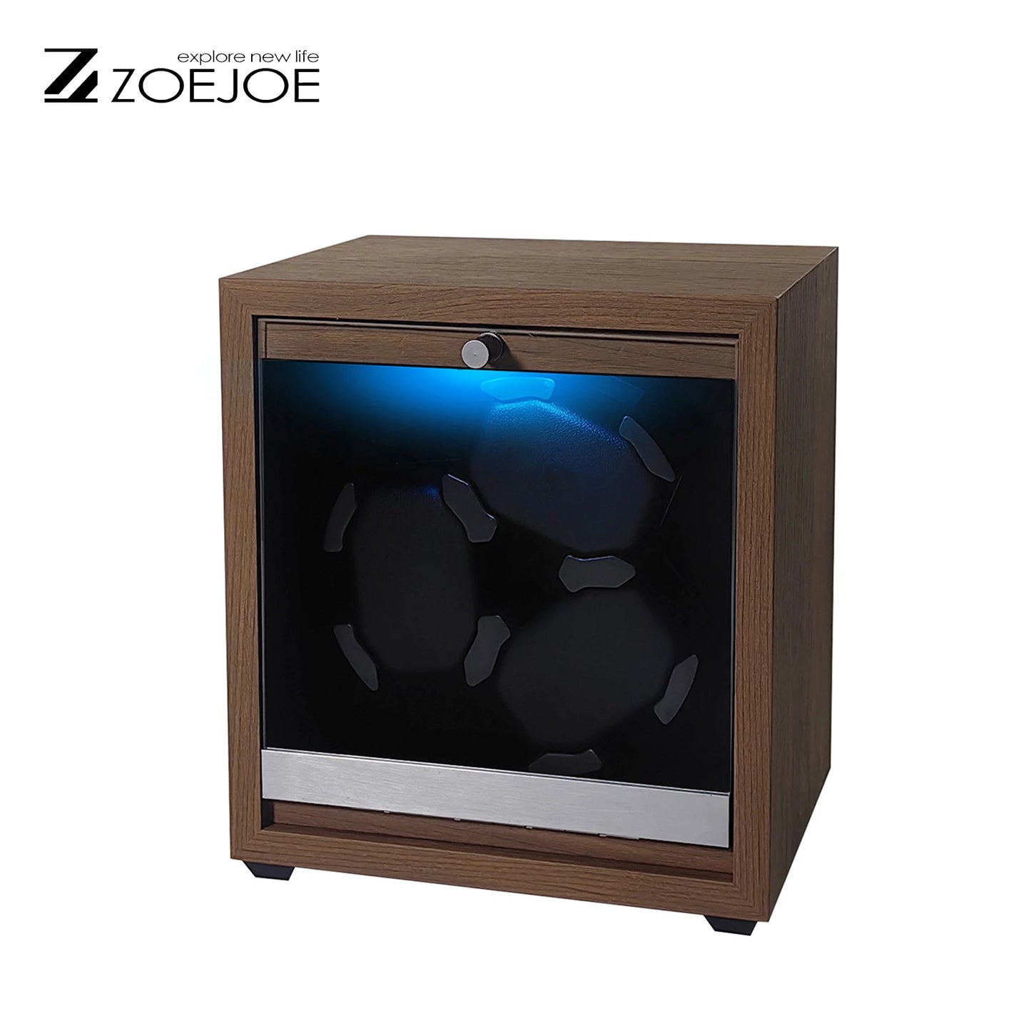 Automatic Watch Winder With LED Ambient Light Quiet Motor Walnut Grain USB Cable 5 Modes Watch Winders Best Gifts For Men Women