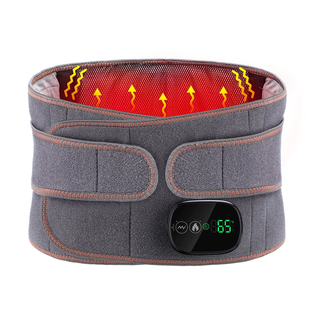 Heating Vibration Massager Belt, Red Light Hot Compress Waist Support Brace Waist Back Massage Lumbar Support Belt Health Care
