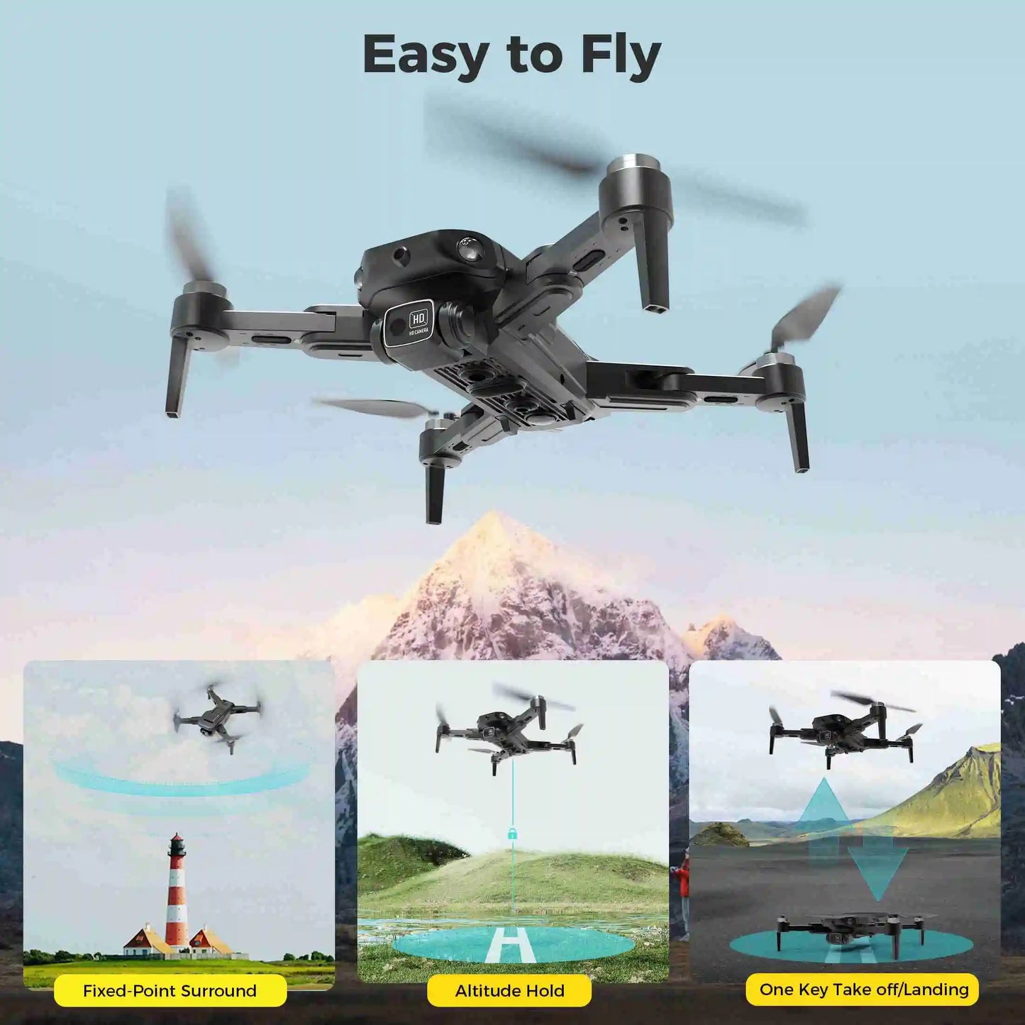 RC Drone Brushless Motor Long Flight Times GPS Drone Quadcopter with Remote Controller 2 Batteries Remote Control Drone RC Drone