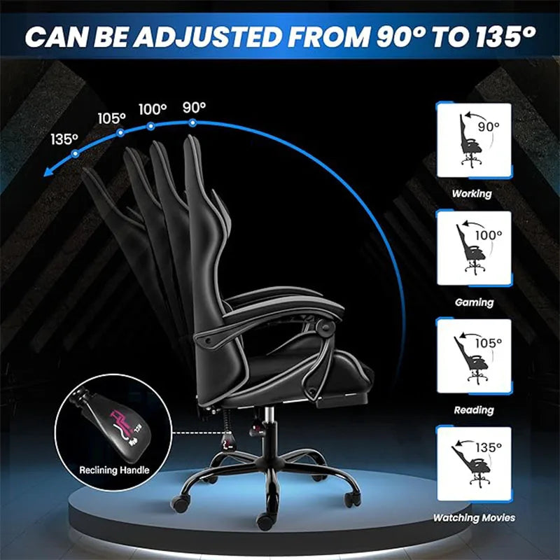 YSSOA Gaming Chair, Computer Chair with Footrest,Swivel Recliner Ergonomic Racing Style Video Game Chair with Lumbar Support,