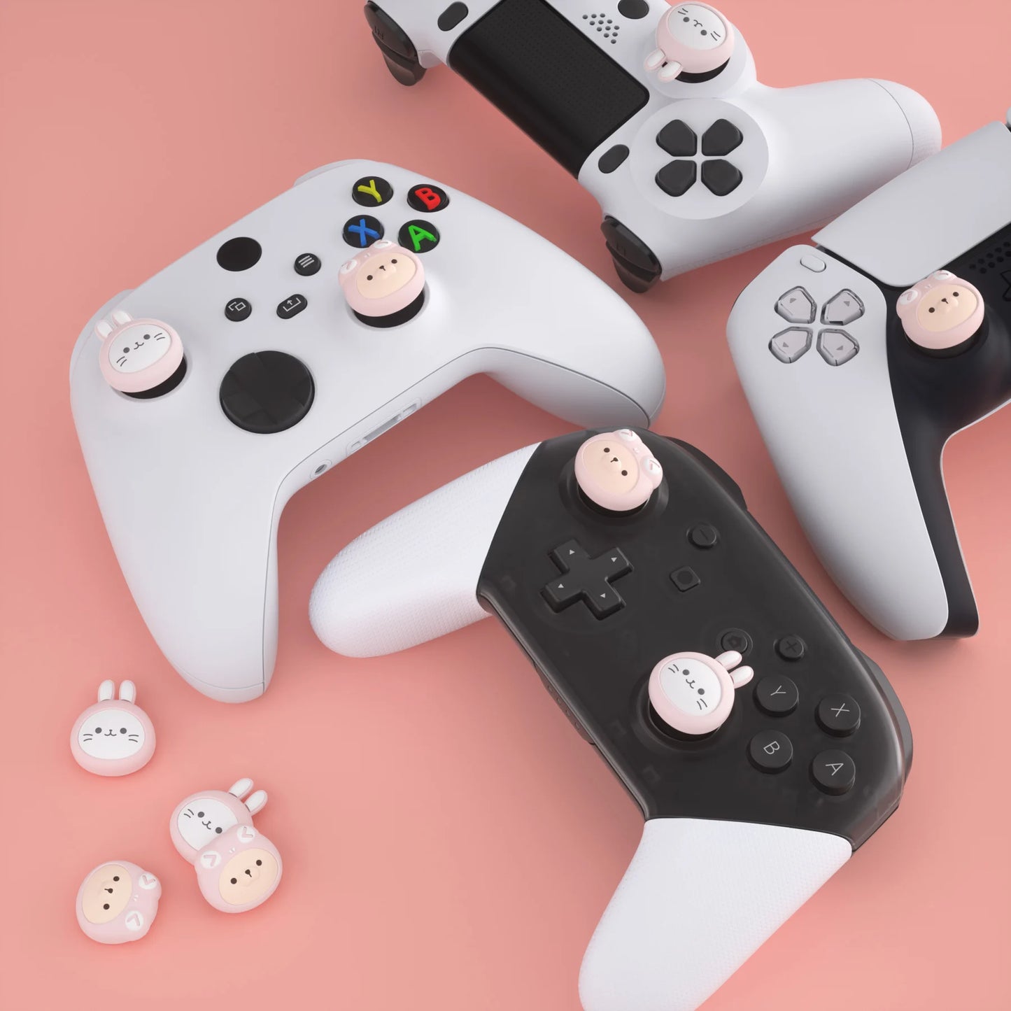 PlayVital Cute Thumb Grip Caps for ps5/ps4, Stick Caps for Xbox Series X/S & Xbox One, Thumbstick Cover for Switch Pro