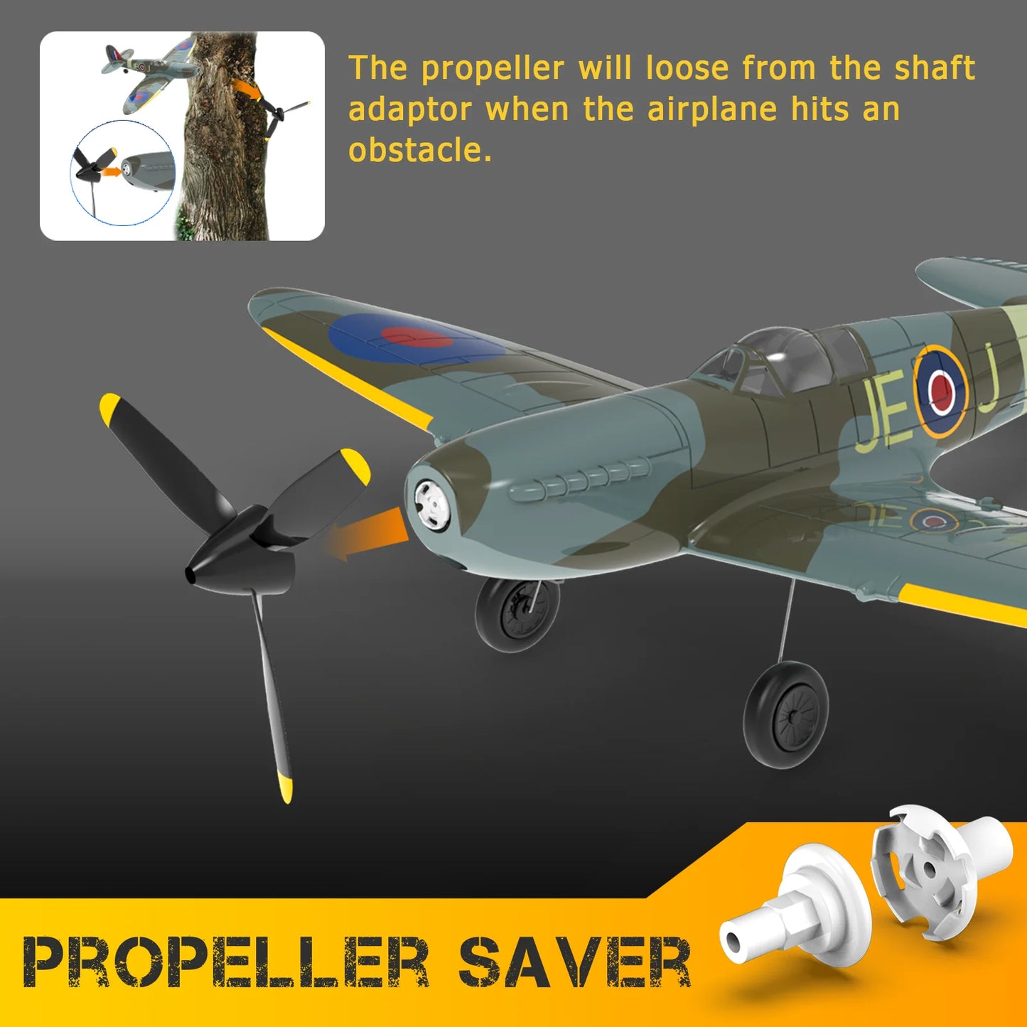 VOLANTEXRC 4-CH RC Plane, SpitfireV2 rtf Remote Control Airplane,One-Key Aerobatic,Suitable for Outdoors and Gifts