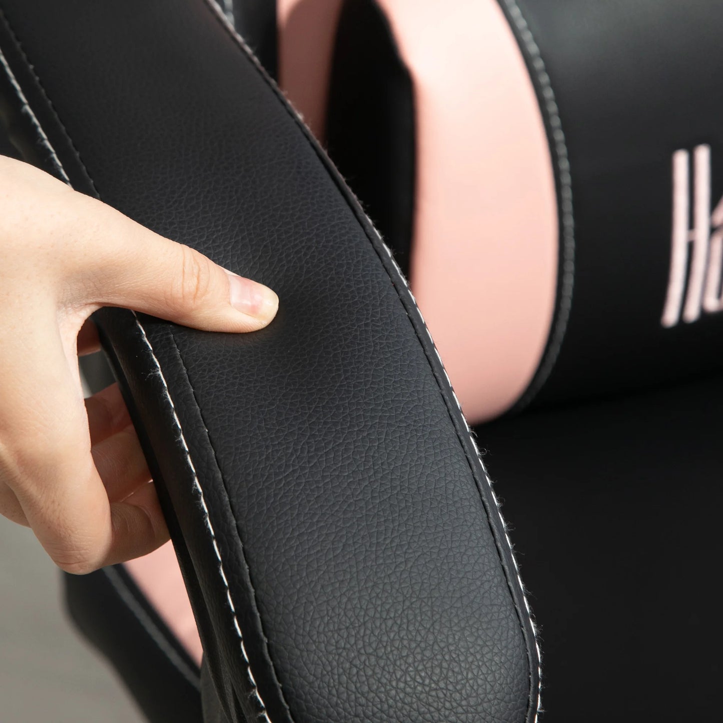 Cute Racing Gamer Chair, Faux Leather Gaming Chair with Footrest, Headrest and Lumbar Support, Black