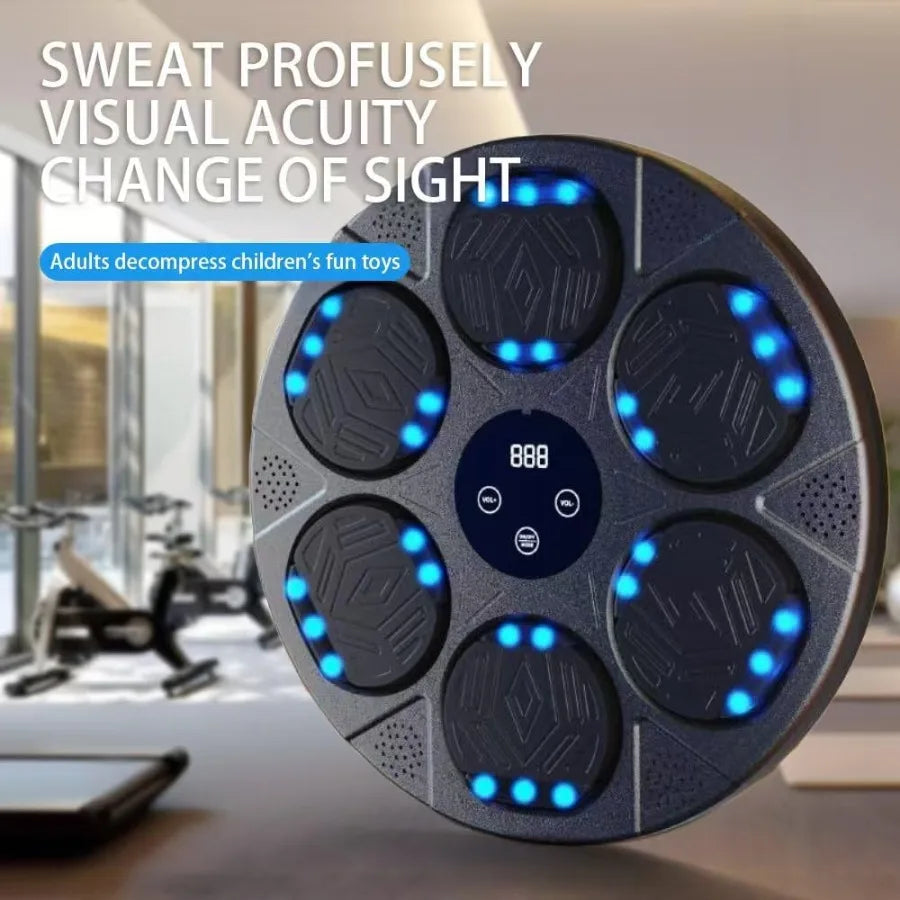 2025 Music Boxing Machine with Boxing Gloves Smart Bluetooth Interactive Wall Mounted Punching Bag with LED Lights for Home Fit