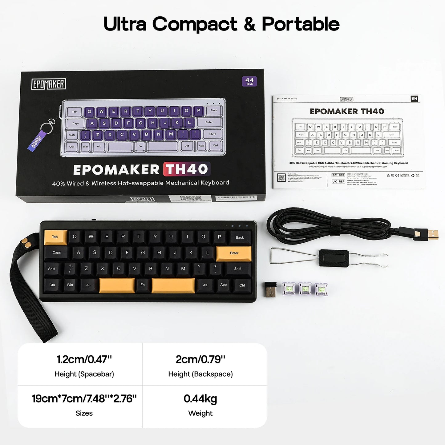 EPOMAKER TH40 40% Compact Hot-Swap Gasket-Mounted Wired/Bluetooth/2.4GHz Wireless QMK/VIA Mechanical Keyboard Split Spacebar