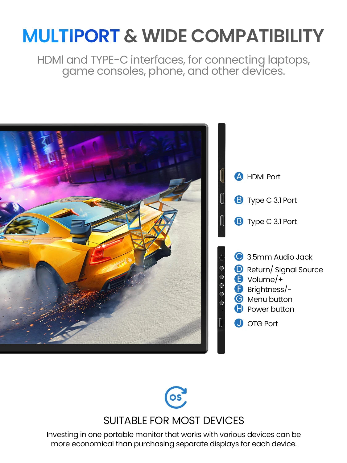 UPERFECT 24.5" 165Hz 2K Wall Mounted Computer Monitor 1440P 100% sRGB FreeSync IPS HDR Desktop Gaming Display for Laptop mini PC