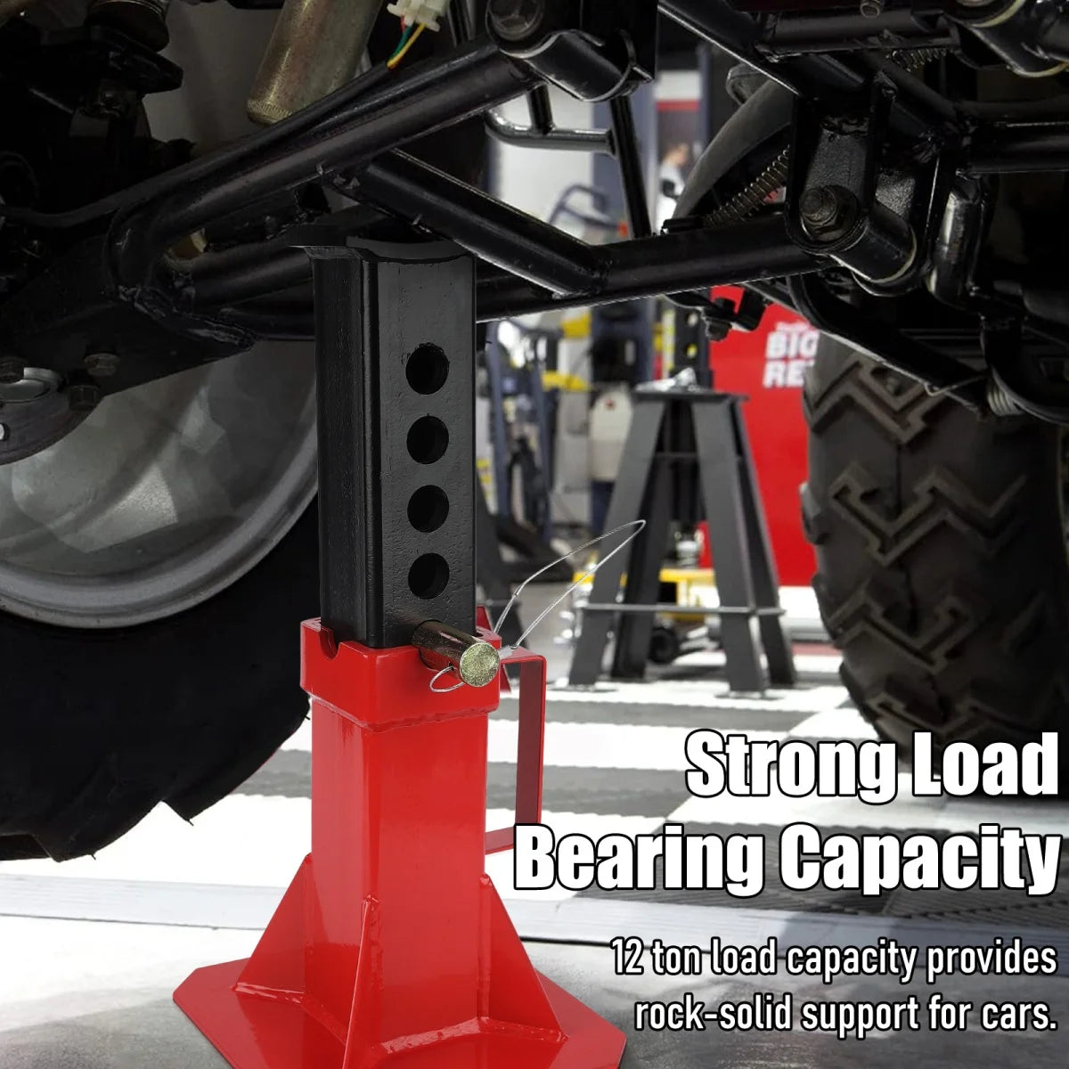 1 Pair Heavy Duty Pin Type Car Jack Stand with Lock, 12 Ton (26,400 lb) Capacity/22 Ton (44,000 lb) Capacity