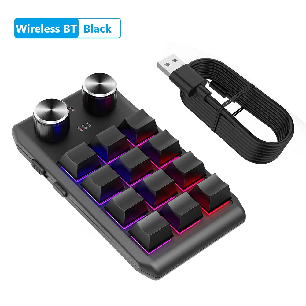 RGB Macro Keyboard Programmable Hot Swap DIY One-handed Mechanical Keypad Dual Type-C Interface Ultra-thin Support for Windows