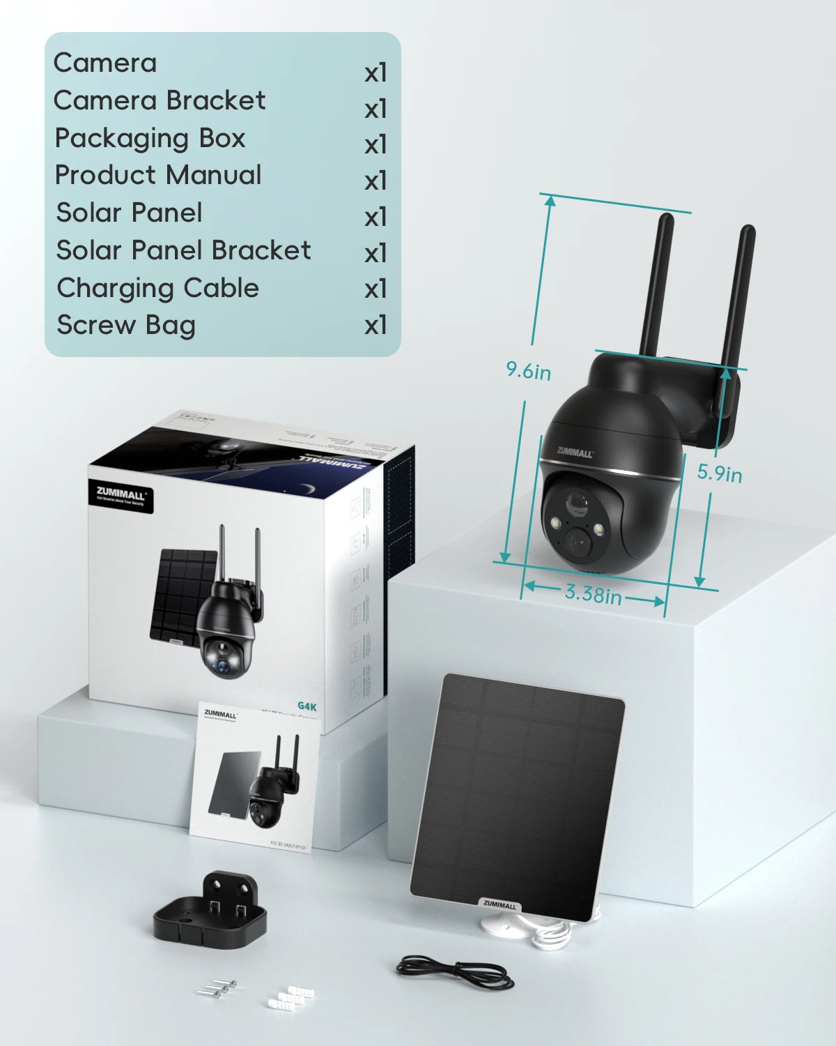 ZUMIMALL 4G LTE Cellular Solar Security Camera Outdoor, No WiFi,Solar Powered with Color Night Vision,SIM Included