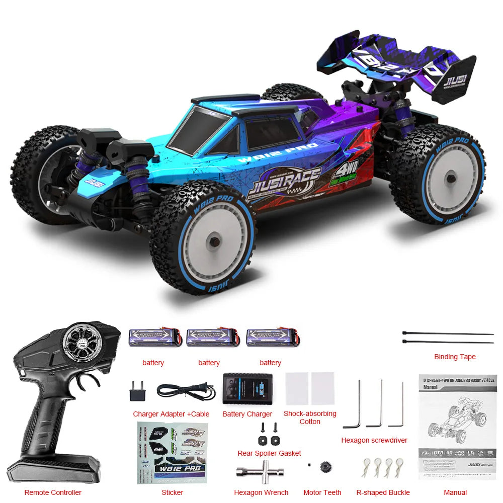 JIUSI WB12 PRO 1/12 Racing Car 4WD High Speed 80KM/H Brushless Remote Control Car Off-road Competitive Drift RC Car Toy Kid Gift