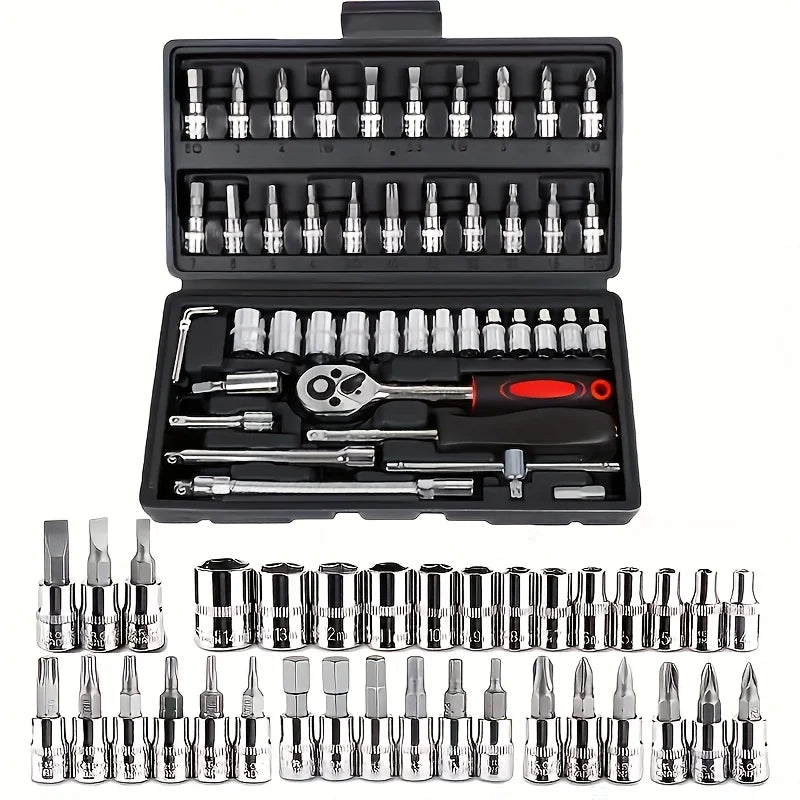 AIRAJ 46 Piece Repair Tool Kit General Home/Car Repair Tool Kit Portable Tool Storage Box Ideal For Homeowners DIYER Handyman