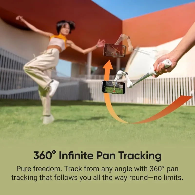 Authenticity guarantee.Flow 2 Pro Grey - Foldable AI Phone Gimbal, Track in 200+ Apps with Apple DockKit, Multi-Person Tracking,