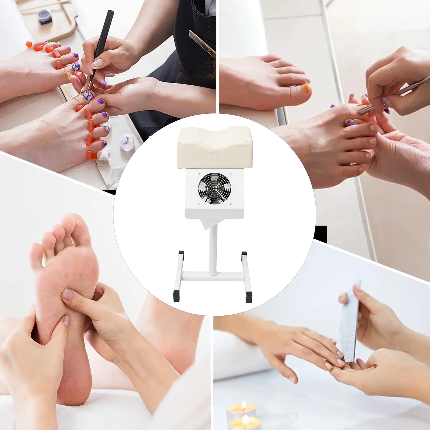 Pedicure Stool Chair Adjustable Manicure Footrest Salon Lift Stool with Vacuum Cleaner 18.9-26.77in