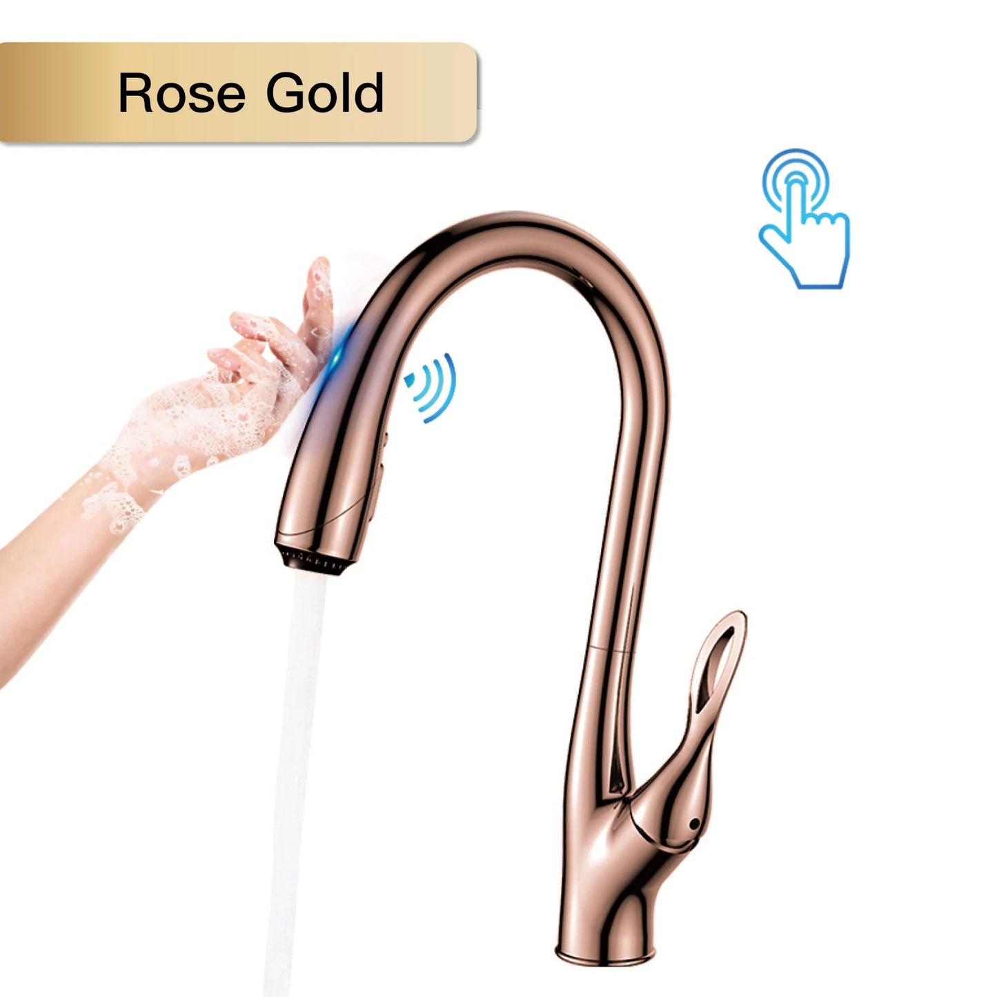 AITANA luxury gun gray brass pull-out kitchen faucet touch switch design single handle hot and cold water 3-function sink faucet