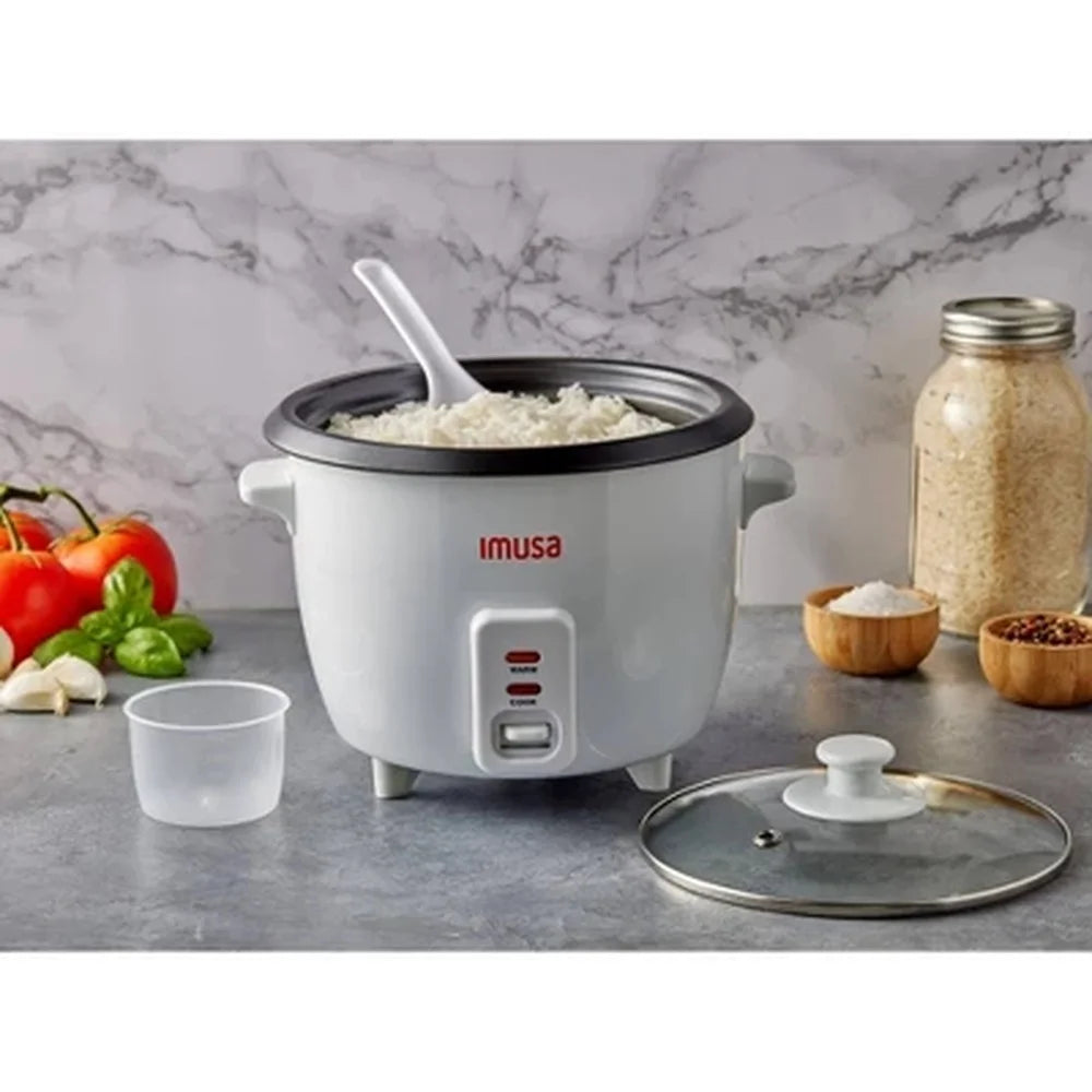 5 Cup Rice Cooker Non-Stick Ceramic Pot Cool Touch Handles Measuring Cup Serving Spoon Automatic Warm Function Compact Kitchen