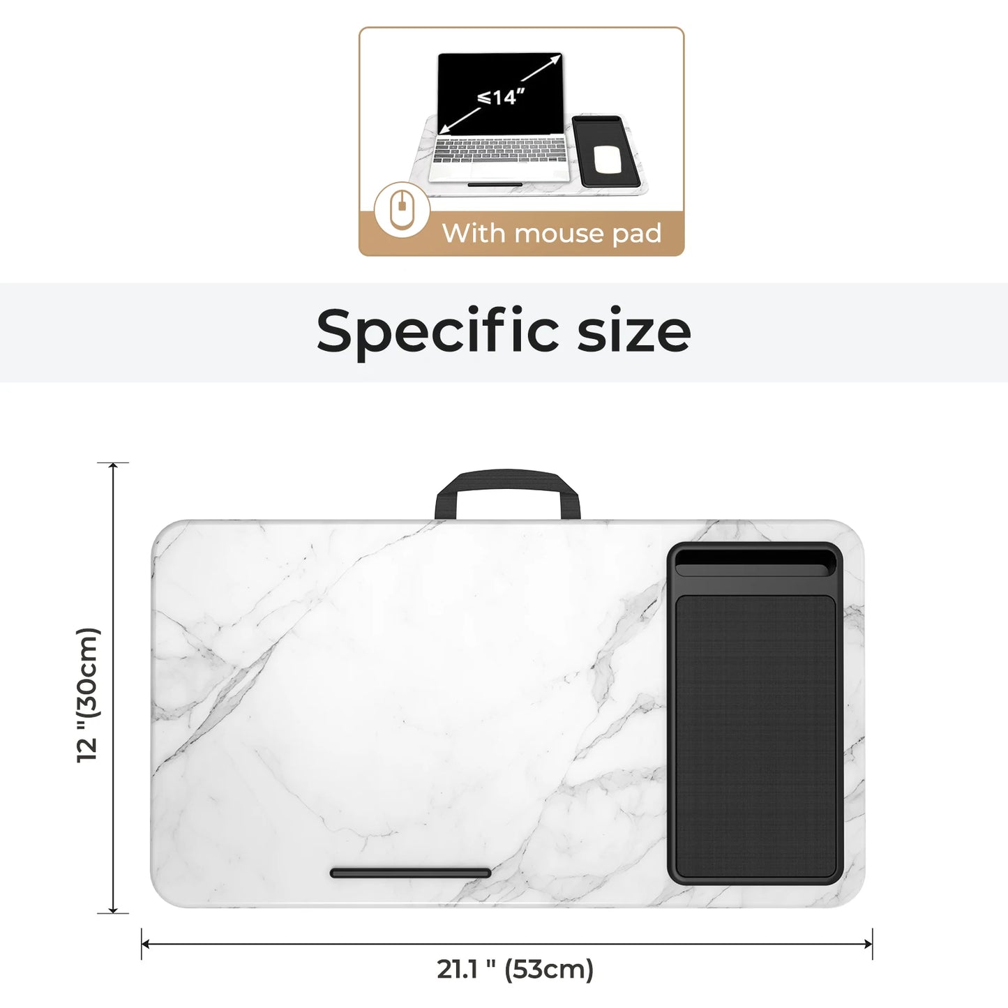 Lap Desk Home Office Pro Mouse Pad and Phone Holder 21.1x12inch Anti-Slip Strip PORTABLE LIGHTWEIGHT for Bed Sofa Couch Travel