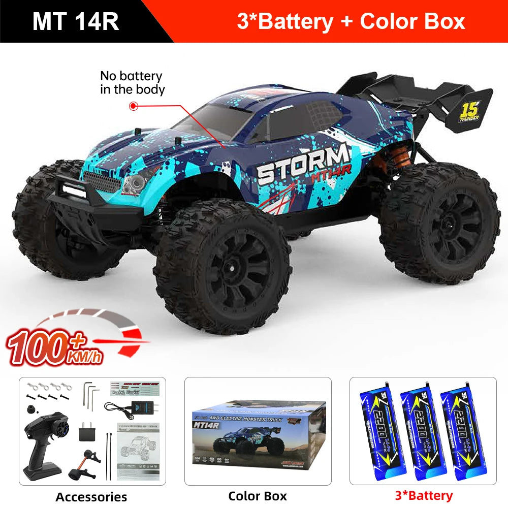 Teeggi 1:14 High Speed Rc Off-road Car 4WD 100KM/H Brushless motor 3S Remote Control Drift Racing Cars Toys For Childrens Gift