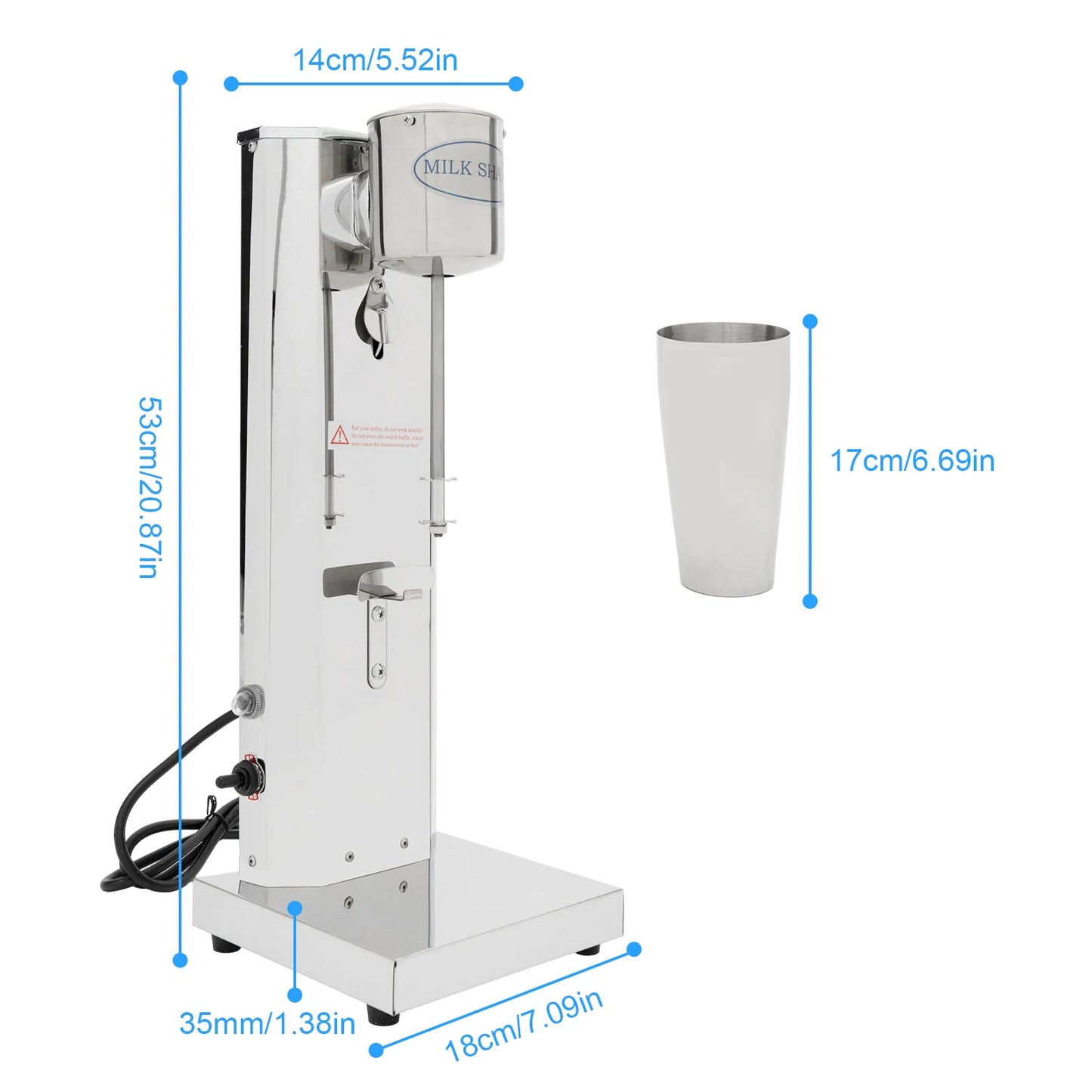 180W 650ML Commercial Milk Shake Machine Stainless Steel Milkshaker Machine 18000rpm Milk Cream Mixer